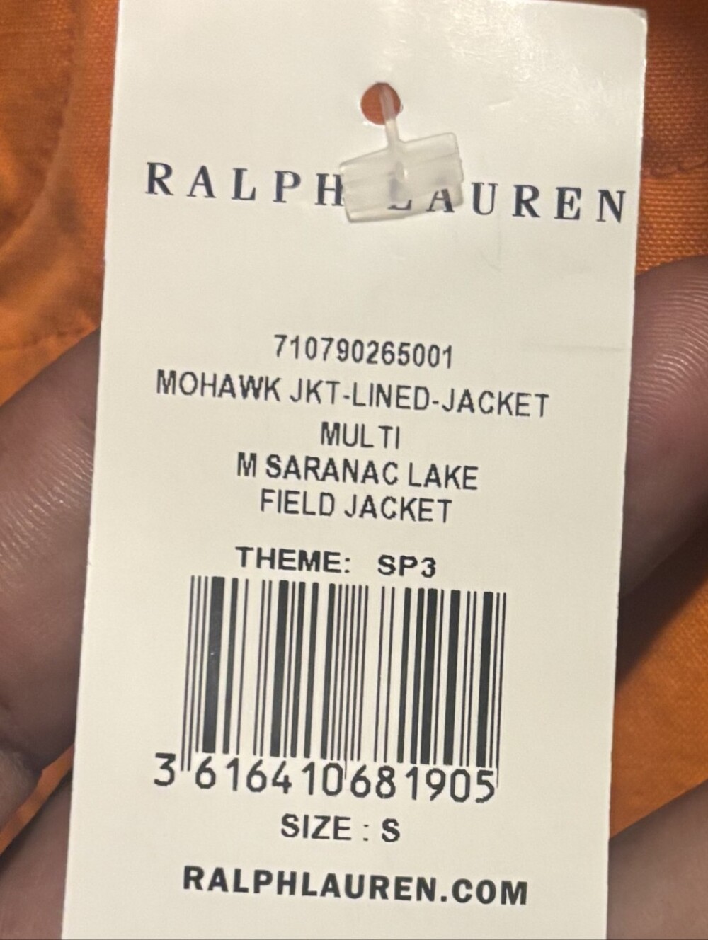 NWT Men's Polo by Ralph Lauren Khaki Jacket with Camo Sleeves and Orange Accents - Picture 3 of 9